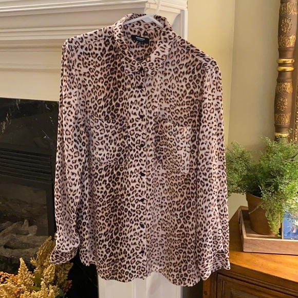 Leopard Cheetah Animal Print Blouse XL - Picture 1 of 6